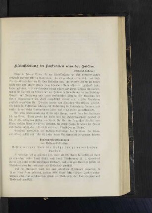 Kleinsiedlung in Australien und der Südsee.