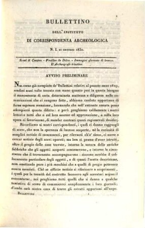 Bullettino dell'Instituto di Corrispondenza Archeologica : = Bulletin de l'Institut de Correspondence Archéologique. 1830