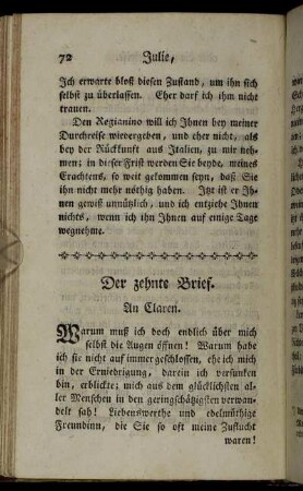 Der zehnte Brief. An Claren. - Der dreyzehnte Brief. An Julien.