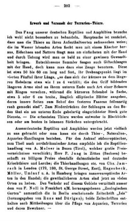 Erwerb und Versandt der Terrarien-Thiere.