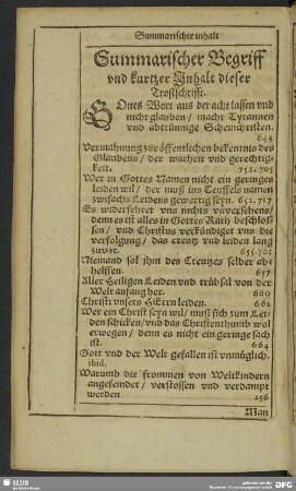 Summarischer Begriff und kurtzer Inhalt dieser Trostschrifft
