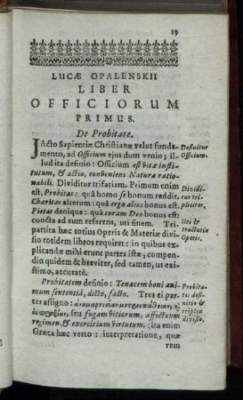 Liber Officiorum Primus. De Probitate