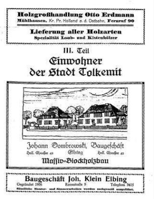 III. Teil: Einwohner der Stadt Tolkemit