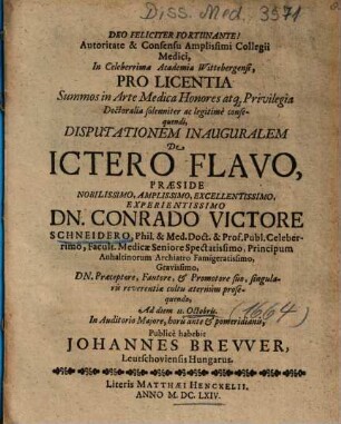 Disputationem Inauguralem De Ictero Flavo