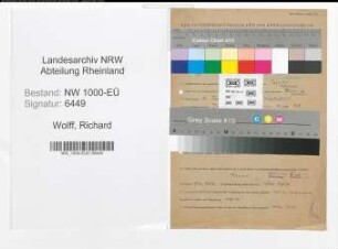 Entnazifizierung Richard Wolff, geb. 20.06.1892 (Lagerarbeiter)