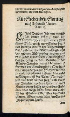 Am Siebenden Sontag nach Trinitatis ...