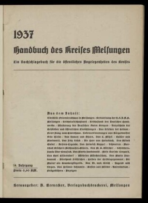 Jahrgang 18.1937: Handbuch des Kreises Melsungen : ein Nachschlagebuch für die öffentlichen Angelegenheiten des Kreises