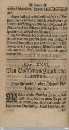 Cap. XXVI. Von Backsteinen/ Ziegeln oder Lateribus.