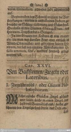 Cap. XXVI. Von Backsteinen/ Ziegeln oder Lateribus.