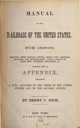 Manual of the railroads of the United States : for .., 1868/69