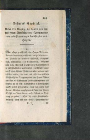 Zehntes Capittel. Ueber den Umgang mit Leuten von verschiedenen Gemüthsarten, Temperamenten und Stimmungen des Geistes und Herzens