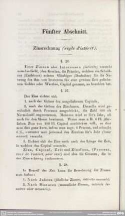Fünfter Abschnitt. Zinsrechnung (règle d'intérêt)