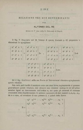 Relazione tra due determinanti.