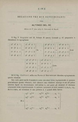 Relazione tra due determinanti.
