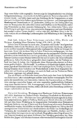 Lüth, Erich :: Johann Peter Eckermann zwischen Elbe, Heide und Weimar, (Veröffentlichung der Lichtwarkstiftung Hamburg, 17) : Hamburg, Christians, 1978