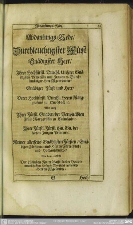 Abdankung : Abdanckungs-Rede