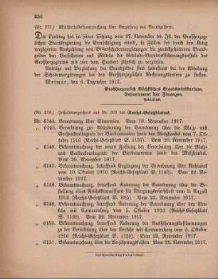 Nr. 278: Inhaltsverzeichnis aus Nr. 207 des Reichs-Gesetzblattes