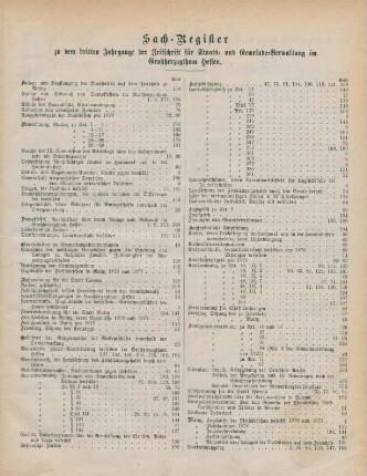 Sach-Register zu dem dritten Jahrgange der Zeitschrift für Staats- und Gemeinde-Verwaltung im Großherzogthum Hessen