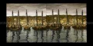 Blick auf Schiffe im Hafen von Triest