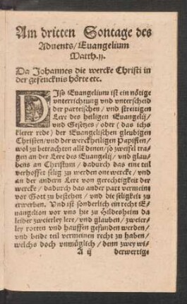 Am dritten Sontage des Advents/ Evangelium Matth. 11.