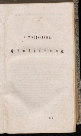 I. Abtheilung. Einleitung