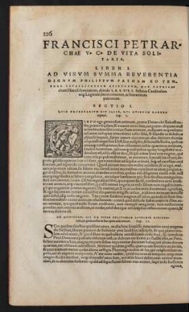 Francisci Petrarchae V. C. De Vita Solitaria, Liber ...
