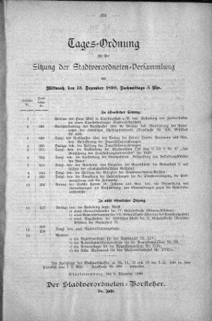 Tages-Ordnung, 13. Dezember 1899