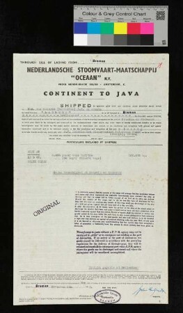 Frachtbrief des Schiffes "Laertes", 5th November 1949
