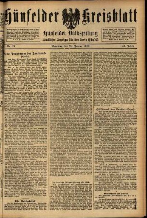 Ausgabe vom Samstag, den 28. Januar 1922.