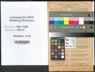 Entnazifizierung Fritz Redeker , geb. 07.01.1883 (Lehrer)