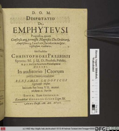 Disputatio De Emphyteusi