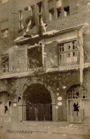 Das stark beschädigte Marinehaus
