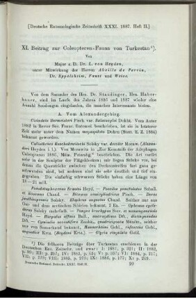 Beitrag zur Coleopteren-Fauna von Turkestan.