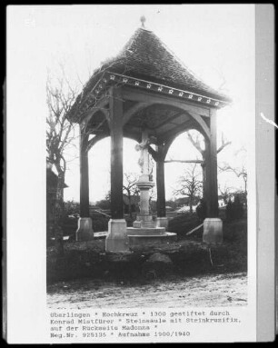 Überlingen, Hochkreuz (Steinsäule mit Kruzifix, Rückseite Madonna)