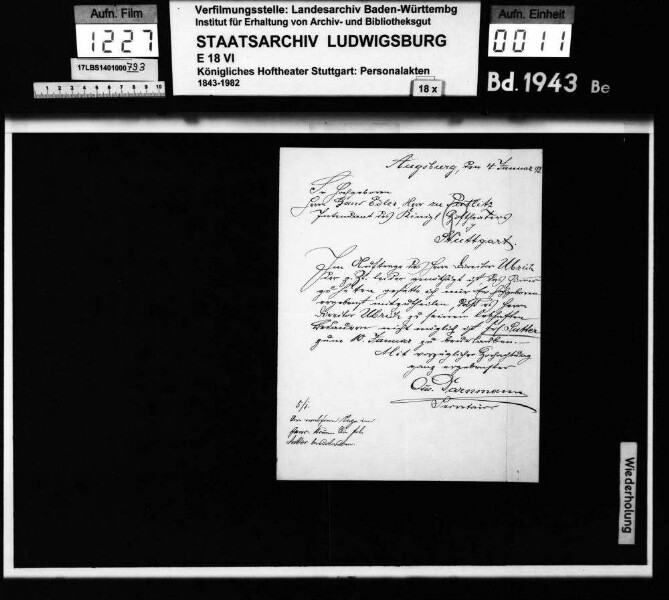 Sutter, Anna (*26.11.1871 in Wil, Kanton St. Gallen +29.06.1910 in Stuttgart); Kammersängerin; ausgesch.: 1910