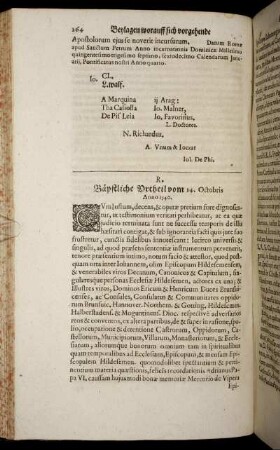 R. Bäpstliche Urtheil vom 14. Octobris Anno 1540.