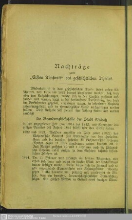 Nachträge zum Ersten Abschnitt des geschichtlichen Theiles
