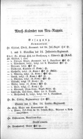 Adreß-Kalender von Neu-Ruppin