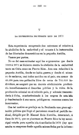 V - La Experiencia De Puerto Rico De 1873