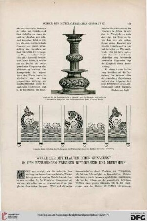 Werke der mittelalterlichen Giesskunst in den Beziehungen zwischen Niederrhein und Oberrhein