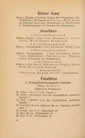 10-17, Fakultäten