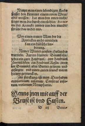 Wenns inen mit auff der Brust ist und Husten.