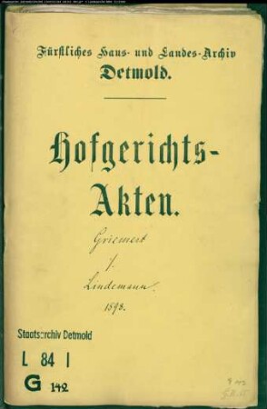 zu Volkhausen genannt Griemert, Johann zu Ehrsen gegen Bernd Lindemann - Schuldforderung