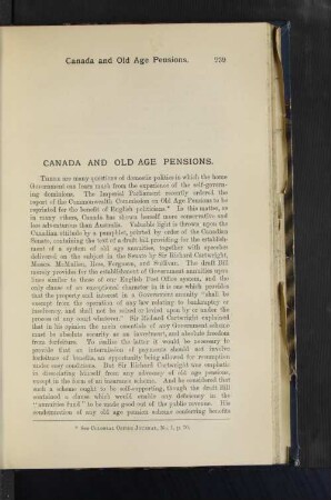 Canada and Old Age Pensions