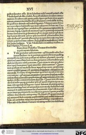 Franciscus Philelfus Thomae Theobaldo equiti aurato salutem.