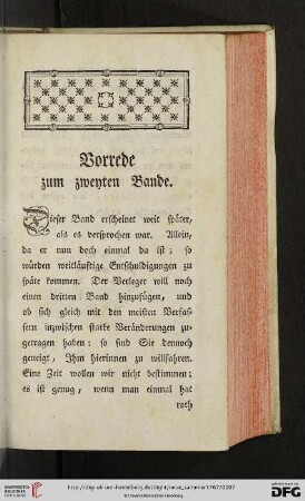 Vorrede zum zweyten Bande