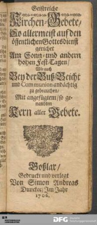 Geistreiche Kirchen-Gebete