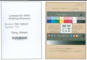 Entnazifizierung Wilhelm Stang , geb. 25.04.1886 (Kassenbeamter)
