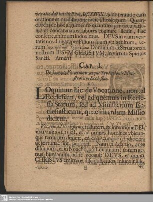 Cap. I. De 'homónymia' Vocationis atque Tentationis Ministrorum Ecclesiae