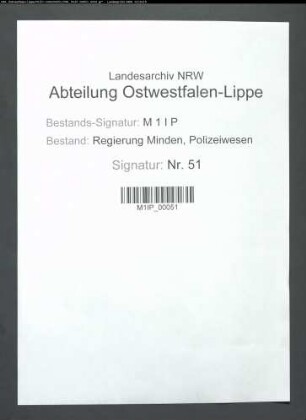 Polizeiverwaltung in Minden, Band 1